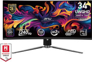 MSI MPG 341CQPX QD-OLED 34-inch Curved OLED Gaming Monitor, 3440 x 1440 (UWQHD), 0.03ms Response time, 240Hz, True Black HDR 400, HDMI, DP Port, USB Type C, Tilt, Height Adjustable