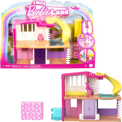 Barbie Mini BarbieLand Doll House Sets, Mini Dreamhouse with Surprise 1.5-inch Doll, Furniture & Accessories, Plus Elevator & Pool