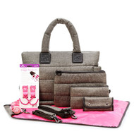 CiPU CT-Bag 2.0 ECO Diaper Bag Tote 9 Piece Combo Set (England Grey)