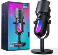 Syntech Gaming Microphone for PC, USB Mic for Streaming, Podcast, Recording, Condenser Microphone with RGB Lights, Mute Touch, Gain Knob, Headphone Jack, Pop Filter, Stand for PS4/ PS5/ Mac-GlowMic