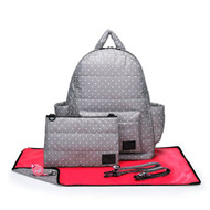 CiPU B-Bag 2.0 ECO Backpack Diaper Bag 6 Piece Combo Set (Grey & White Polka Dots)