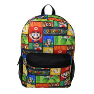 Super Mario Bros. All Over Print 16 inch Polyester School Backpack with Front Pocket for Boys